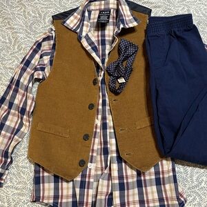Izod Plaid Shirt with Blue and Tan Accents